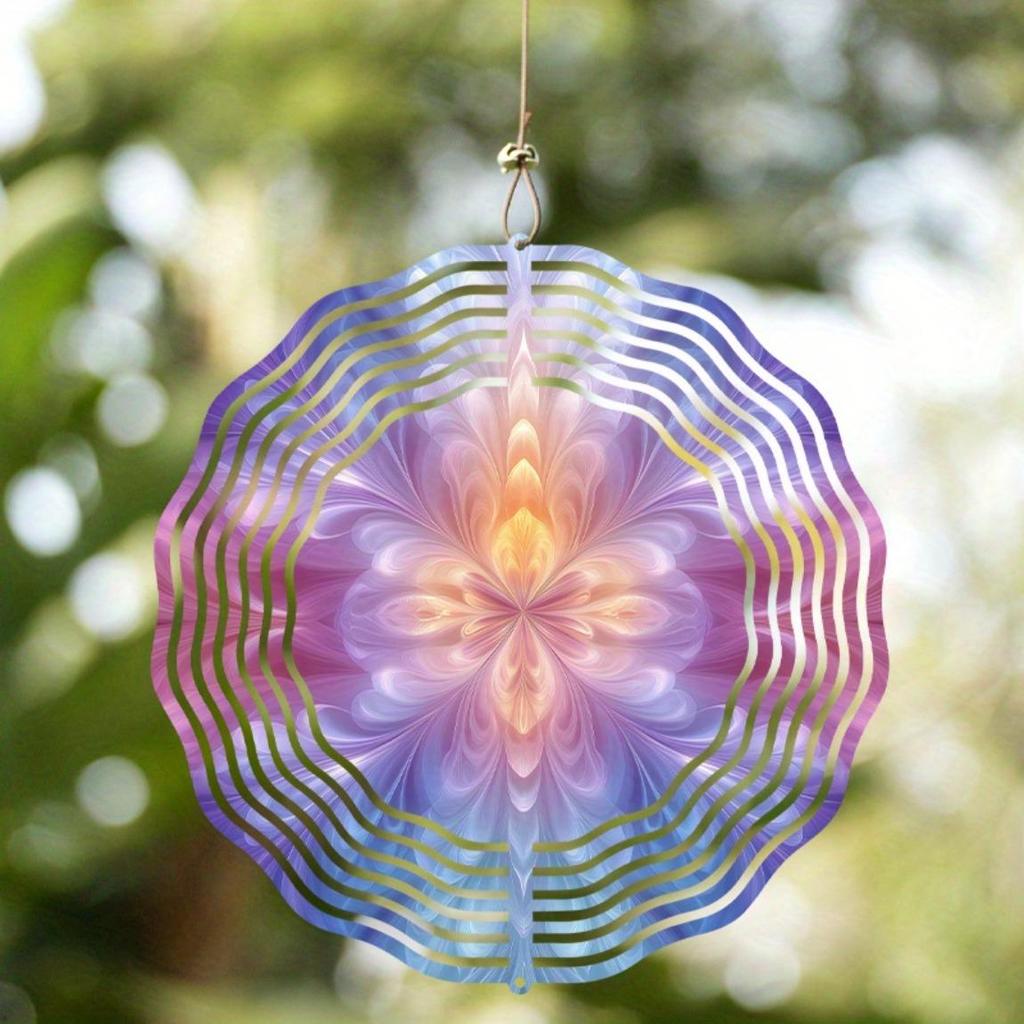 10 Inch Bohemian Mandala Wind Chime No Battery Needed with 360 Degree Rotating Hook for Garden Patio Decor Perfect Holiday Gift for Family