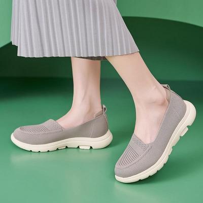 K6016-2 Женские нескользящие туфли из натуральной кожи — легкие, дышащие, с круглым носком для осени/зимы.