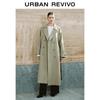 UR Women's Modern British Double-Breasted Long Trench Coat