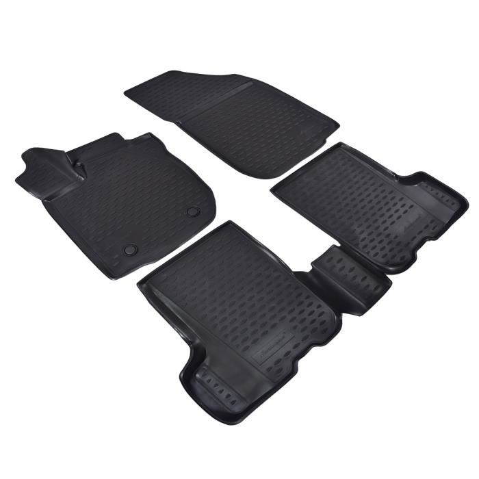 Tapis De Sol En Caoutchouc 3D - J&J AUTOMOTIVE - Dacia Sandero 2012-2020 - Noir - Sur Mesure - Antidérapant