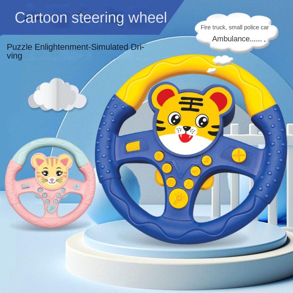 Multi Functional Cartoon Copilot Steering Wheel Montessori Simulate Driving Car Toy Children Gift