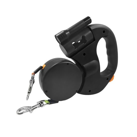 Выдвижной поводок для домашних животных, не спутывающийся, двойной ремень для выгула собак с дозатором для пакетов для фекалий и