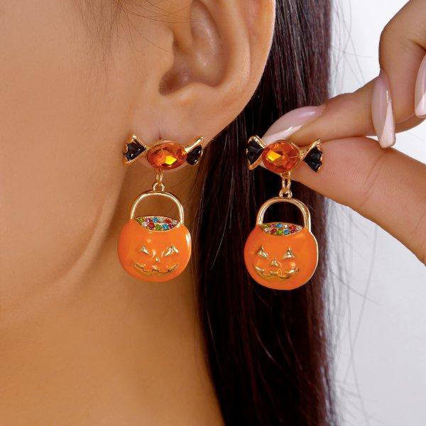 Classic Gothic Black Moon Star Tassel Crystal Earrings for Women Vintage Vampire Bat Water Drop Earring Halloween Charm Jewelry
