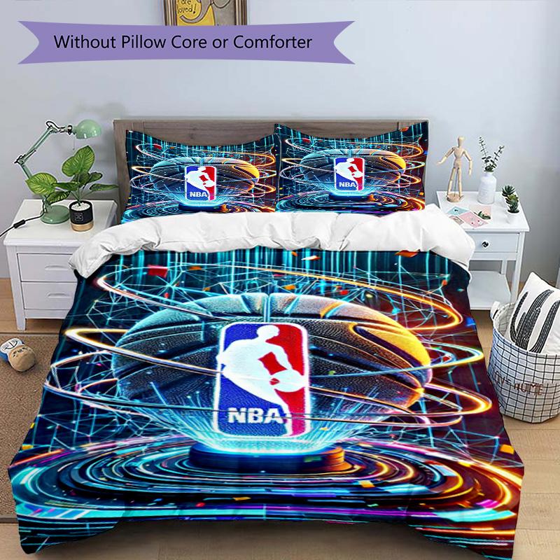 3pcs Duvet Cover Set (1*Duvet Cover + 2*Pillowcase, Without Core), NBA Print Bedding Set, Bedroom Decor, All‑Season, Birthday Gift