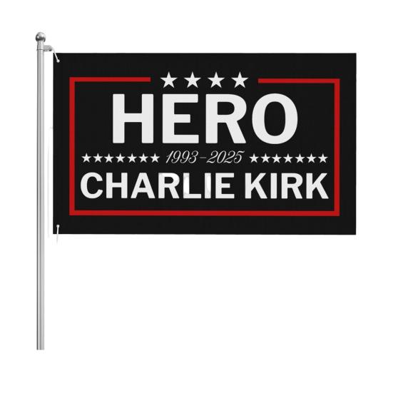 Флаг RIP Чарли Кирк Настоящий патриотический памятный флаг 3×5 футов Уличный двухсторонний баннер для декора сада, патио, балкона, забора