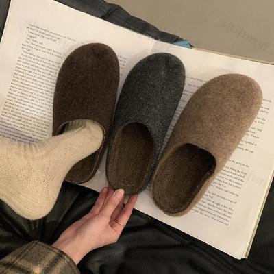 Новинка 2025 года, зимние женские теплые меховые тапочки-мюли, модные замшевые тапочки с носками, удобные нескользящие повседневные женские домашние туфли из хлопка