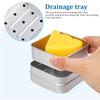 2 Pcs Double Layer Drainage Aluminum Soap Box Portable Travel Holder With Lid Bar Container Shower Dish Draining Case