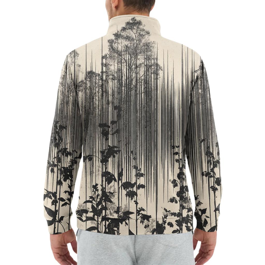 Мужской свободный повседневный свитшот на молнии 1/4, модный топ с длинным рукавом и принтом, с карманами