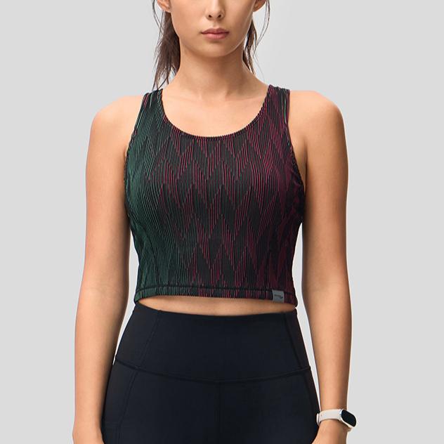 SAUCONY Круглый вырез без рукавов майка цветные волнистые ребристые женские топы SC1249054A-PR59