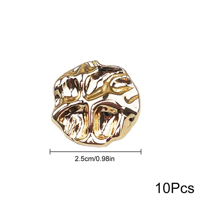 10pcs Irregular Shape Garment Sewing Accessories Zinc Alloy Gold Buttons Wave Surface Buckle Fashion Metal Button Classy Snaps