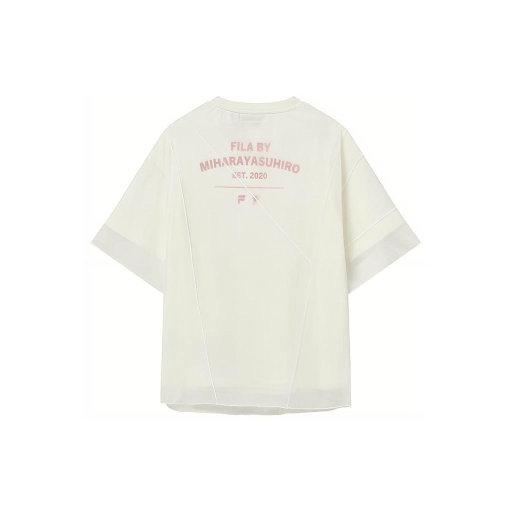 Fila X MIHARA YASUHIRO Свободная футболка с принтом букв, с коротким рукавом, женский топ, кокосово-белый F11W233101F-IV