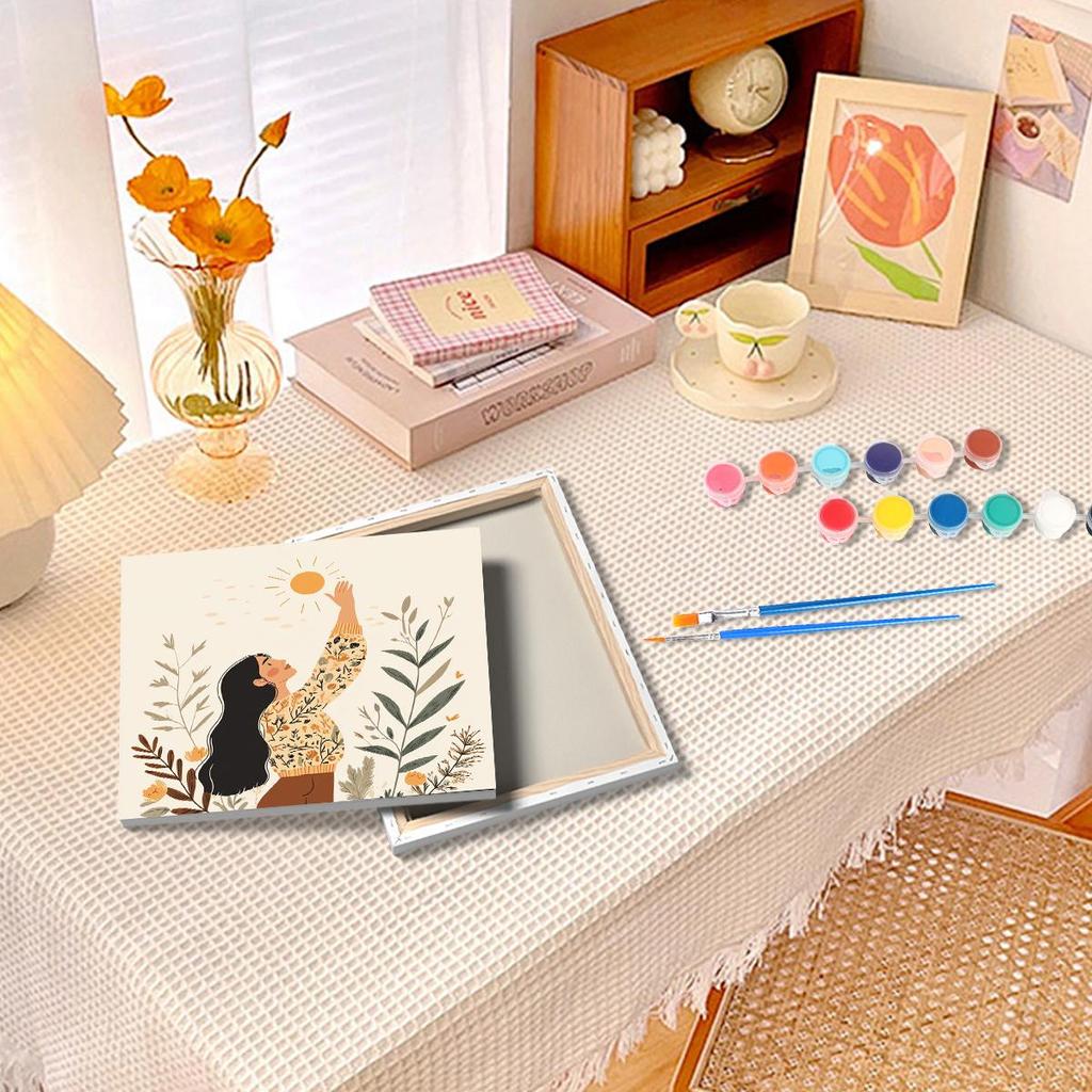 RUOPOTY Framed Diy Paint By Numbers Beginner Kits Cartoon Picture Women Handicrafts Easy To Paint On Canvas For Diy Gift
