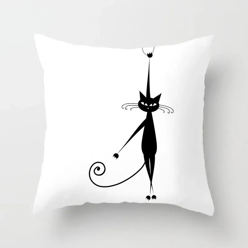 Lovely Cartoon Black Cat Cushion Cover Pillow Cover Sofa Car Home Decoration Room Decoration 45*45cm