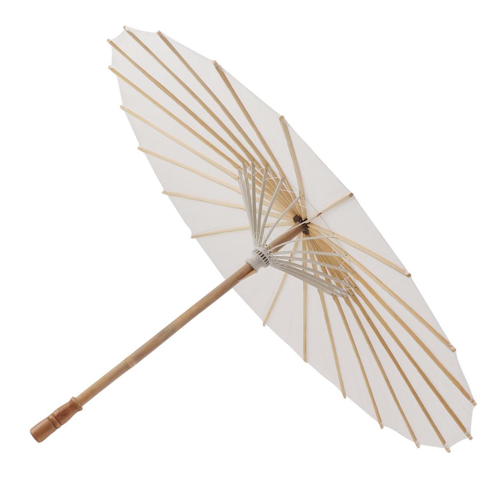 Kids Paper Parasol Bamboo and Paper Chinese Style Elegant White DIY Paper Umbrellas for Decoration