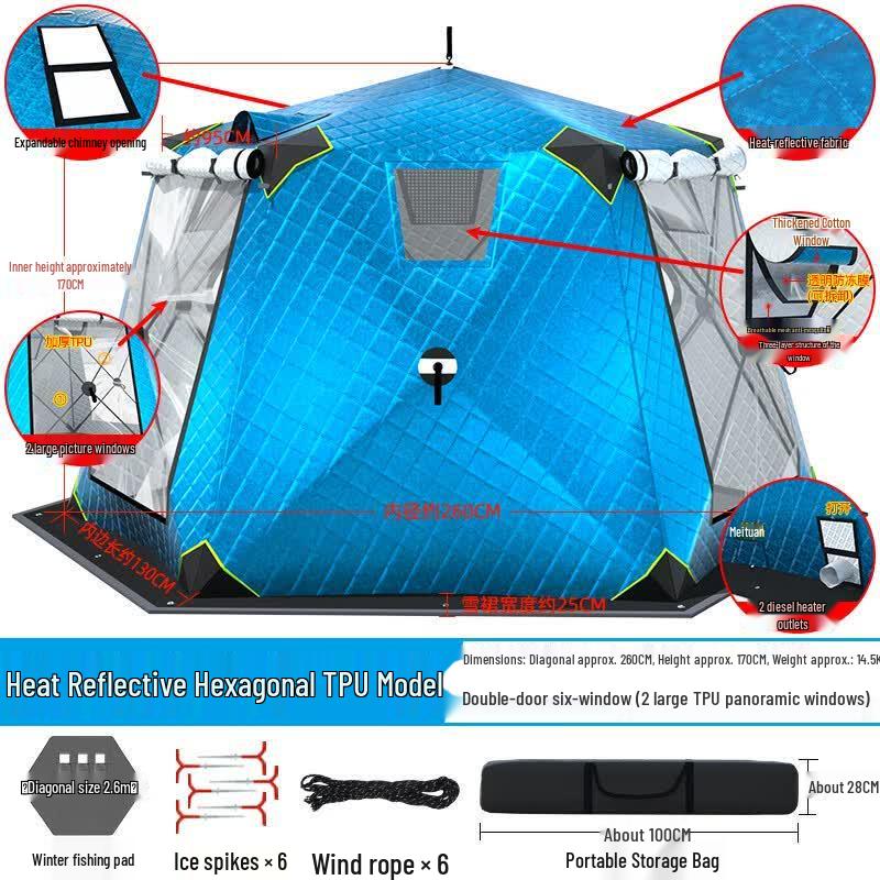 Hexagonal Insulated Ice Fishing Tent