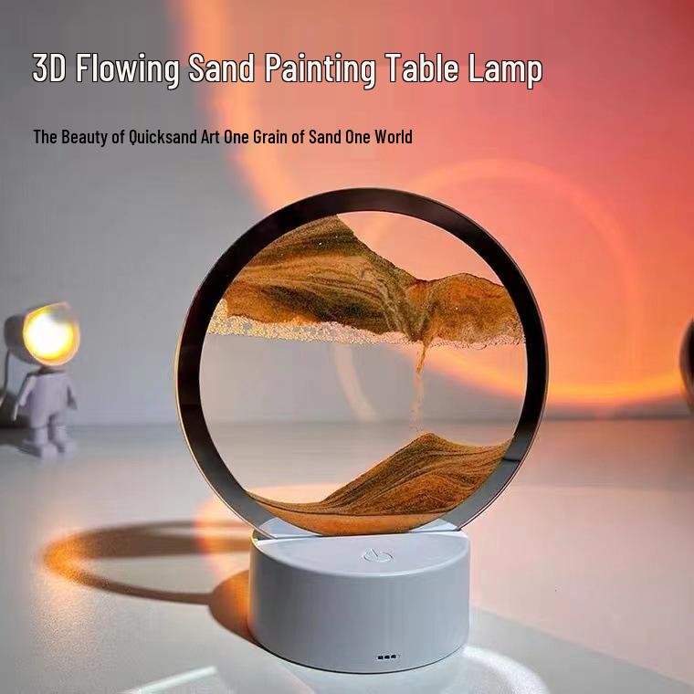 Ночной светильник в виде песочных часов: Лампа с картиной из зыбучего песка для украшения спальни и прикроватной тумбочки, идеальный уникальный подарок на день рождения лучшей подруги.