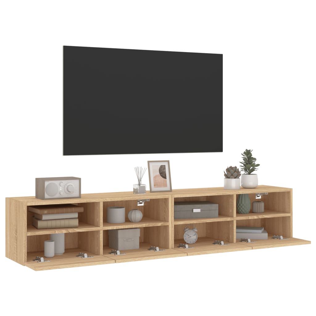Vidaxl Ścienne Szafki Tv, 2 Szt., Dąb Sonoma, 80X30X30 Cm