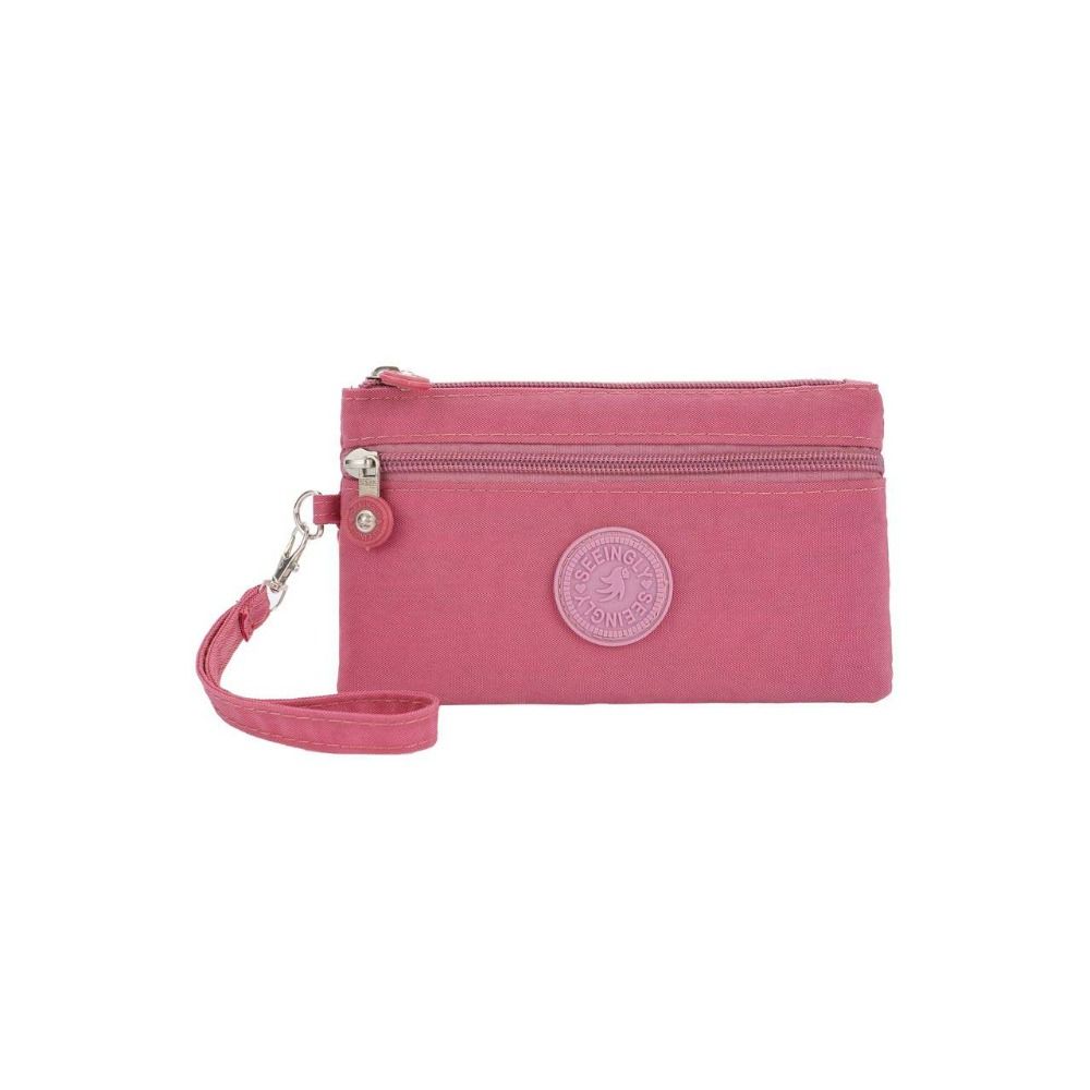 With Lanyard Double Layer Wallet Nylon Simple Money Handbag Fashion Zipper Coin Purse Travel