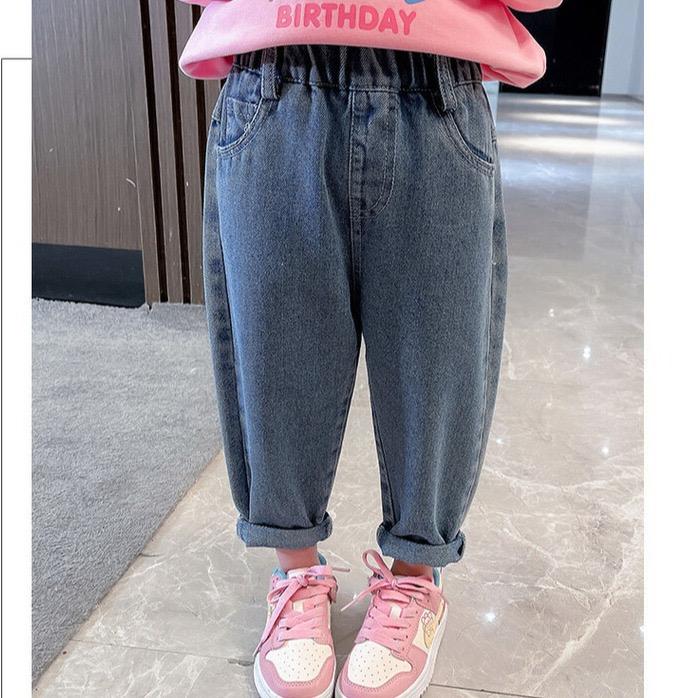 Children Cartoon Rabbit Jeans Thin Girls Loose Pocket Denim Pants Kids Fashion Casual Trousers