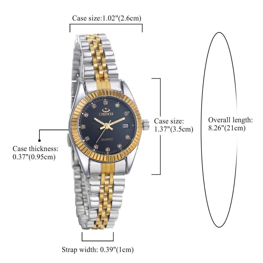JEWELRYWE 3 АТМ Водонепроницаемые Светящиеся Японский Кварцевый Механизм Нержавеющая Сталь Черные Женские Часы, Водонепроницаемые, Календарь, Аналоговые, Механизм, Ремешок,