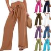 Womens Wide Leg Palazzo Pants High Waisted Adjustable Tie Knot Flowy Trousers Casual Loose Pant With Pockets
