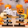 14x8cm Halloween Wooden  Atmosphere Prop Pumpkin Ghost Witch Decor Decorative Desk Ornament Party Supplies Household Decoration