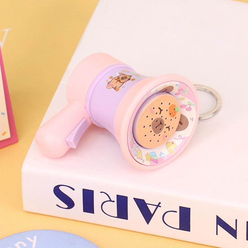Cartoon Mini Recording Speaker Toy Keychain Charm Children Kids Handheld Loudspeaker Backpack Bag Pendant Car Key Chain Keyring