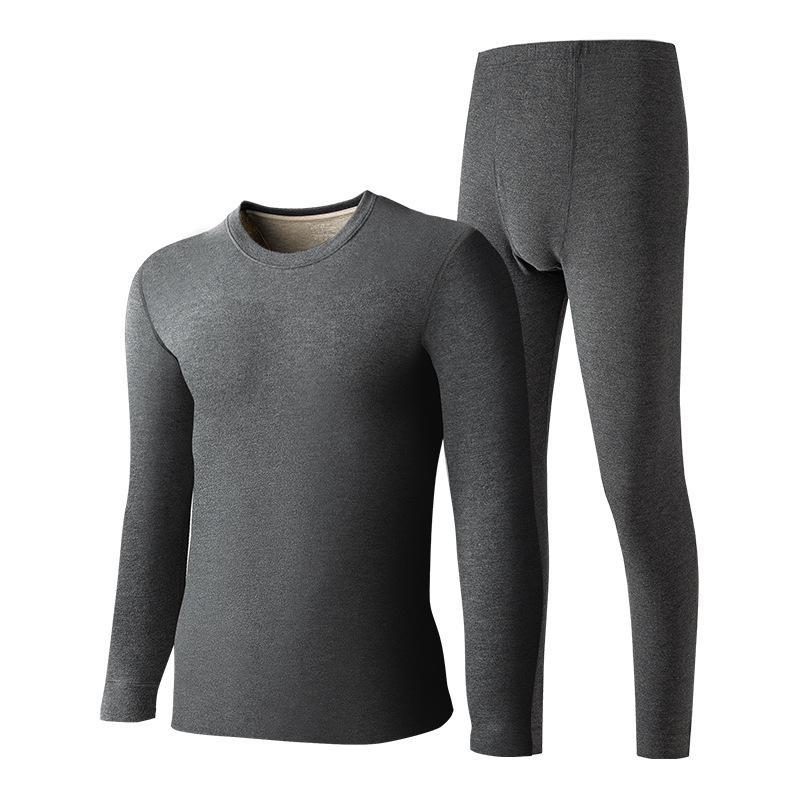 Мужской комплект термобелья из шелка и шерсти: Плюс бархатный толстый костюм на осень и зиму