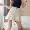 Irregular Ruffle Short Mini Skirt Denim Pleated Mini Skirts Sweet High Waist A-line Skirt  Summer