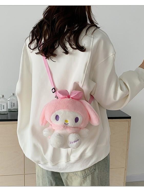 Маленькая мультяшная плюшевая собака Сумка через плечо для женщин С застежкой-молнией и внутренним карманом