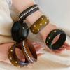 Chinese style Wooden Bracelet Wide Rivets Bangle Simple Round Bracelet  Party