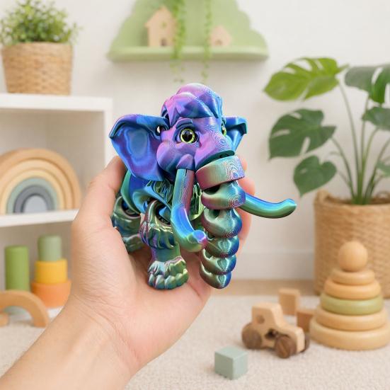 3D-печатная фигурка мамонта, украшение-слон с подвижными суставами, животное-антистресс для детей, игрушка-фиджет для украшения дома и офиса