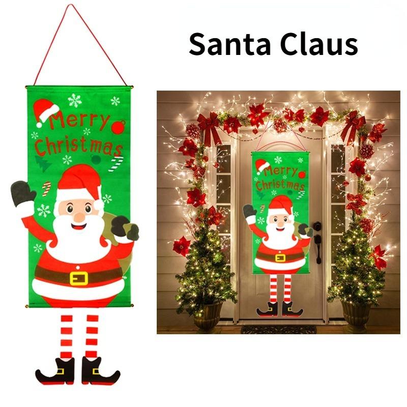 1set Merry Christmas Porch Door Banner Hanging Ornament Christmas Decoration for Home New Year Xmas Happy