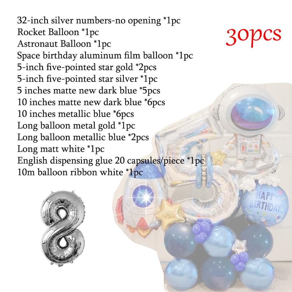 Outer Space Theme Party Astronaut Rocket Number Foil Balloons Boy Birthday Party Decorations Kids Baby Shower Supplies