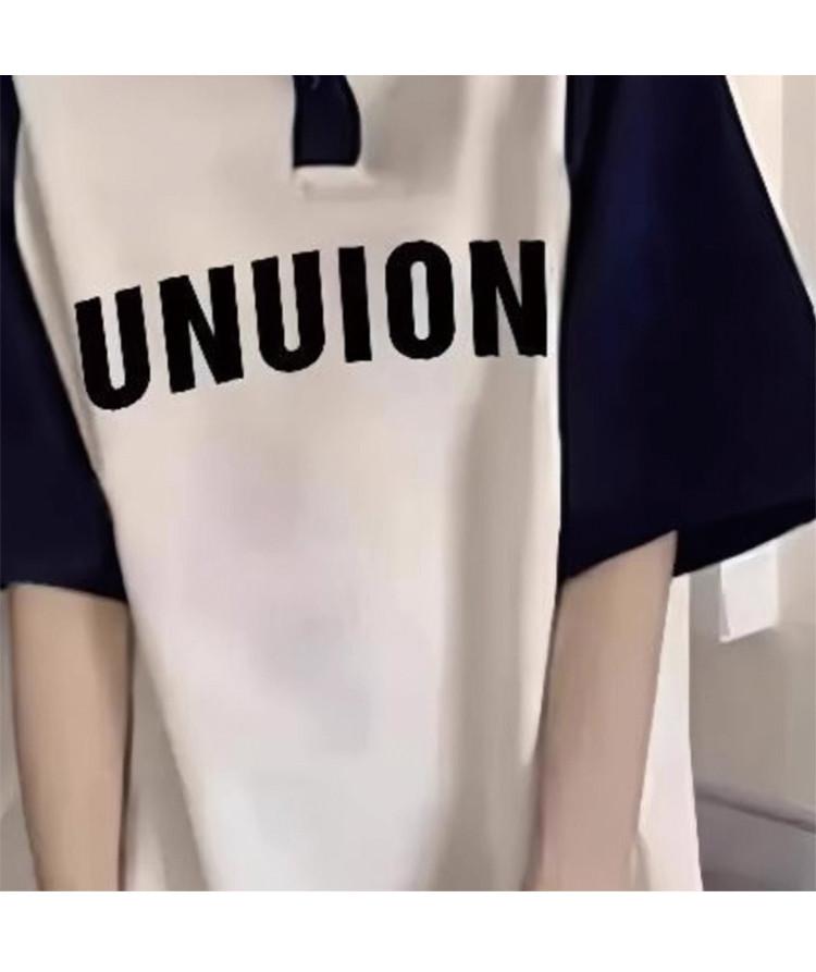 Women's Summer Contrast Color Spliced Letter Printed T-Shirt