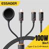 Essager 3 в 1 100 Вт многофункциональный кабель USB C для зарядки Apple iWatch iPhone 16/15/14/13 Pro с кабелем быстрой зарядки Lightning Type C