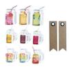 9 3D Mason Jar Drinks Stickers 5 Cm + 20 Kraft Pennant Labels
