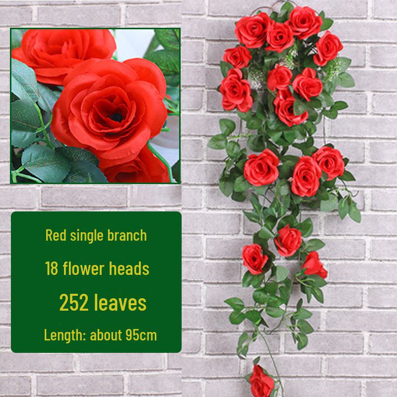 Искусственная розовая лоза, настенное украшение: Зеленое растение для декора гостиной, потолка или труб в помещении