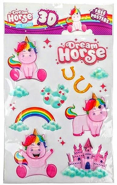 Naklejki Gigant Na Ścianę Jednorożce 3D Pokój Dziecięcy Kolorowe Wypukłe