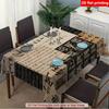 2D Flat Printing, 1pc, Vintage Calligraphy Pattern Tablecloth, Polyester Material, Printed with Various Calligraphy Font Patterns, Suitable for New Ch
