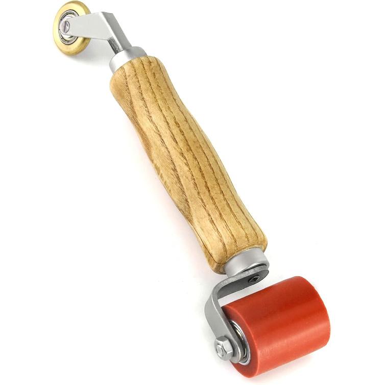 QWORK Ролик для швов, 40-мм силиконовый ролик для швов с 6-мм латунным роликом-монеткой для деталей, Инструмент-ролик для разглаживания швов для однослойной кровельной ленты из ПВХ/ТПО/ЭПДМ