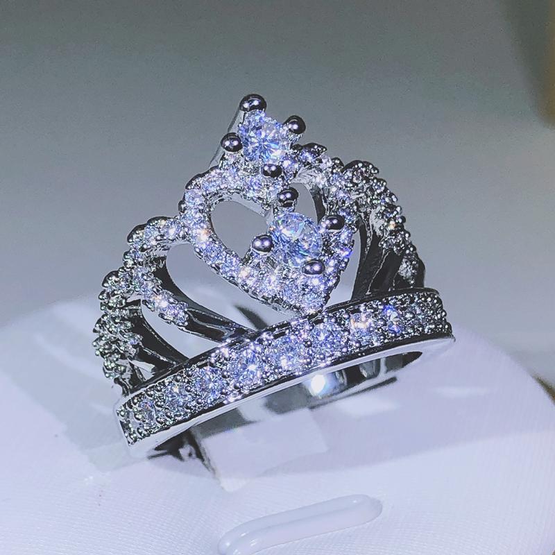 Кольцо женское из серебра 925 пробы Fancy Crown Лучший подарок девушке на годовщину Элегантное женское модные кольца для вечеринки Кольца оптом