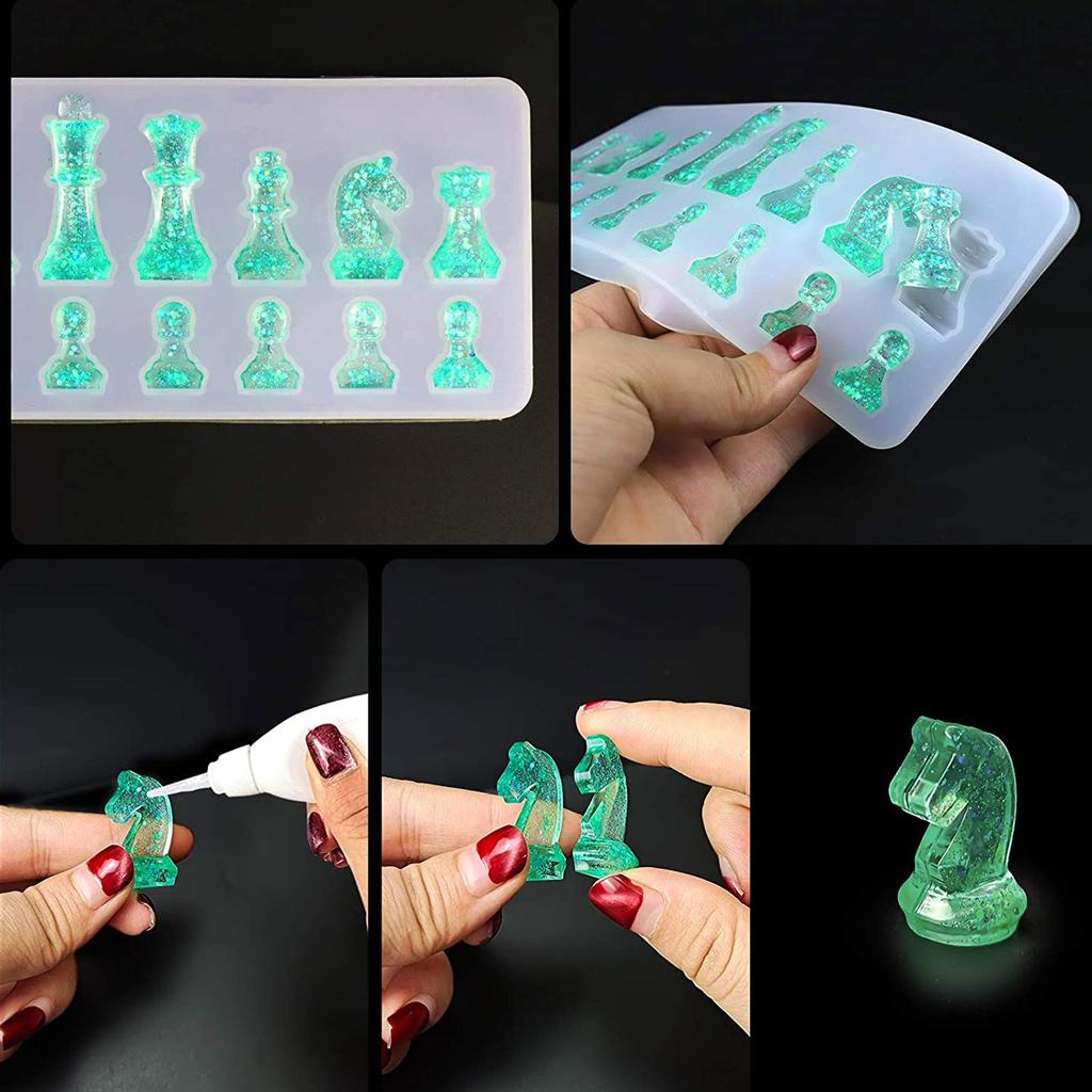 Силиконовая форма для шахматной доски DIY Эпоксидная заливка Шахматная форма для DIY поделок Кристальная эпоксидная форма для шахматной доски Дропшиппинг Оптом