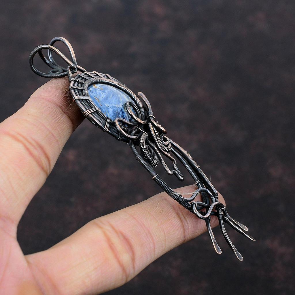 Pietersite Copper Pendant Wire Wrapped Cuestion Handmade Dainty Cuestion Pietersite Jewelry Copper Wire Wrap Jewelry Gemstone Pendant For Gift