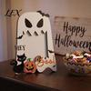 Double Sided Wooden Photo Holder Halloween Frame, Pumpkin Ghost Cat Cutout Picture Thanksgiving Home Decor Holder, Double-sided Holiday Tabletop