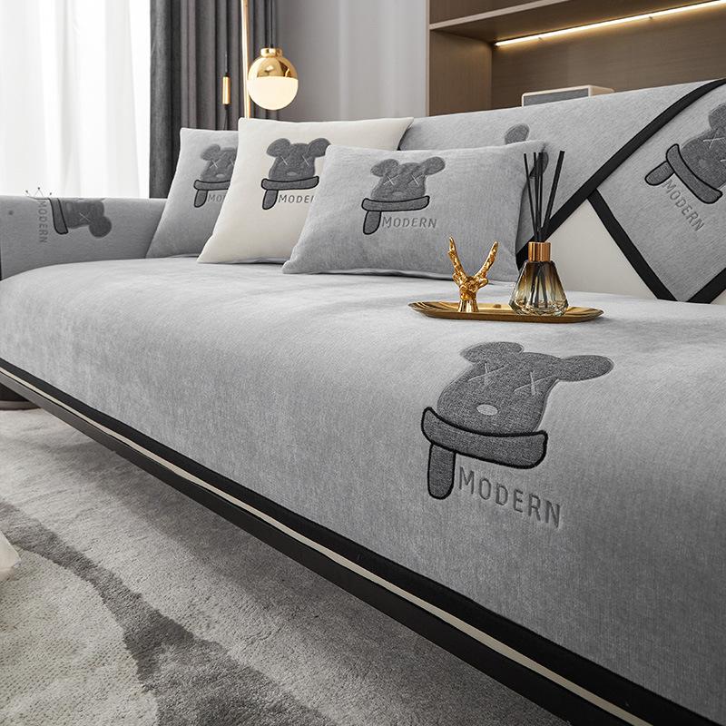 Подушка для дивана из синели, новый всесезонный легкий роскошный противоскользящий чехол, чехол на спинку, утолщенная подушка для сиденья