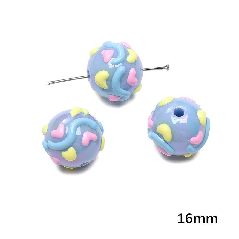 Handmade Beads Acrylic Double-sided Hand-painted Round Beads Graffiti Handmade Beads Diy Weaving Cell Phone Chain String Loose Beads Material