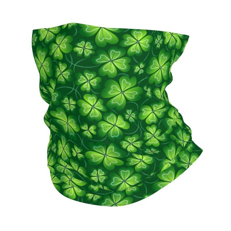 Green Clover Shamrocks St.Patrick's Day Bandana Neck Cover Wrap Ride Motorcycle Mask Scarf Unisex Warm Headwear Tube Balaclava