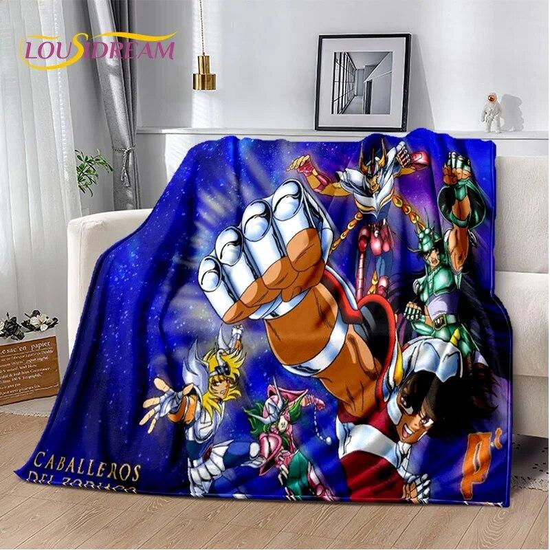 Одеяло HD с рисунком Saint Seiya в стиле ретро, мягкое одеяло для дома, спальни, кровати, дивана, пикника, путешествия, офиса, детское одеяло
