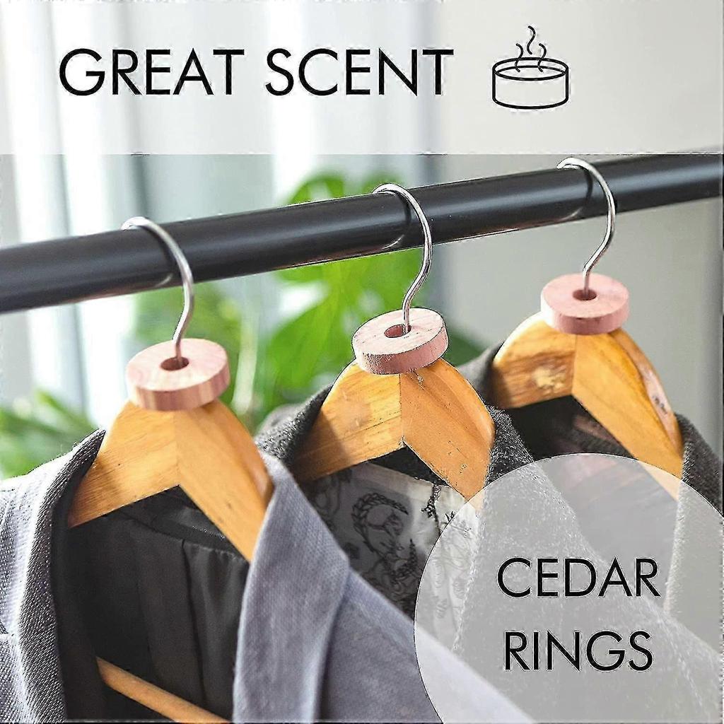 Cedar Wood Rings & Natural Moth Repellent - Organic Clothes Moths - Aromatic Cedar Rings - Moth Killer For Wardrobes Hanging, Drawers & Storage Boxes